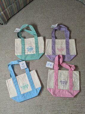 Trader Joe’s Mini Canvas Tote Bags 2026 Spring Pastel Set of 4